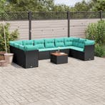 vidaXL 11-delige Loungeset met kussens poly rattan zwart, Verzenden, Nieuw, Loungeset