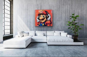 ERIC BRUMETTE - DJ SUPER MARIO BROS SAVED MY LIFE - Toile L, Antiek en Kunst