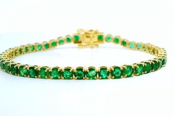 Bracelet - 14 carats Or jaune - 8.31ct. tw. Émeraude, Bijoux, Sacs & Beauté