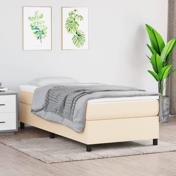 vidaXL Boxspring bed 90x200 cm stof crèmekleurig, Verzenden, Nieuw