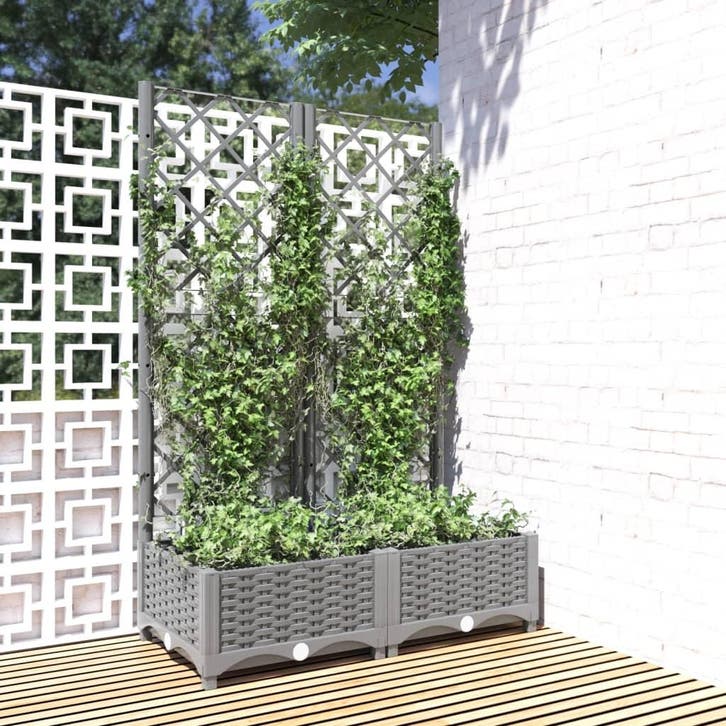 vidaXL Plantenbak met latwerk 80x40x121,5 cm polypropeen, Jardin & Terrasse, Pots de fleurs, Envoi