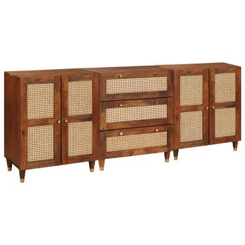 vidaXL Dressoir Set 3 st 180 x 33 x 75 cm Massief Mango Hout, Verzenden