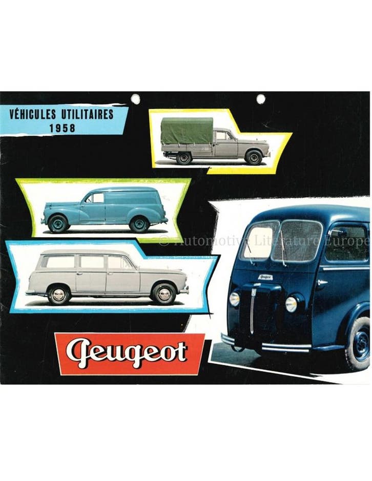 1958 PEUGEOT BEDRIJFSAUTOS PROGRAMMA BROCHURE FRANS, Livres, Autos | Brochures & Magazines