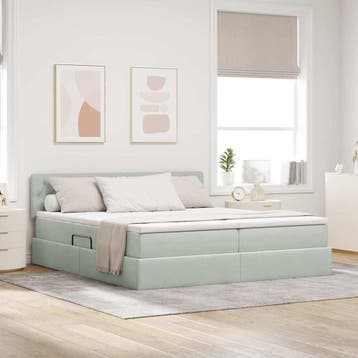 vidaXL LED opbergbed met matras Lichtgrijs 180 x 200 cm, Verzenden
