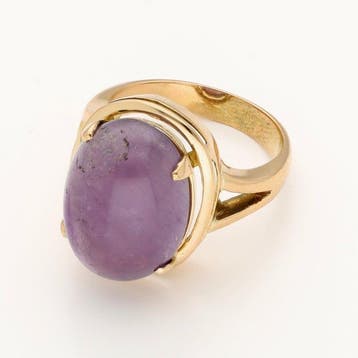 Bague - 18 carats Or jaune - améthyste