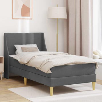 vidaXL Bedframe met matras Donkergrijs 90 x 200 cm Stof, Huis en Inrichting, Verzenden, Nieuw