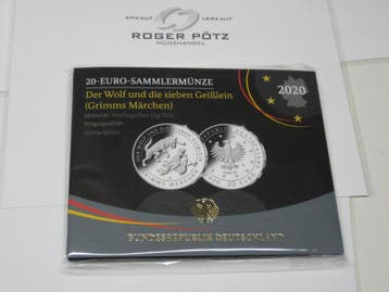 Duitsland 20 Euro zilver 2020 Grimm´s Maerchen der Wolf e.., Verzenden