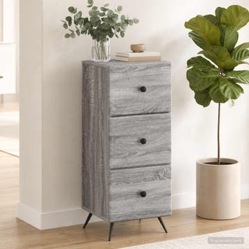 vidaXL Ladekast Grijs sonoma 33 x 34,5 x 90 cm Bewerkt hout, Verzenden