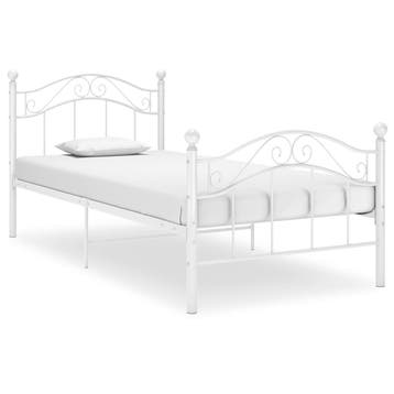 vidaXL Bedframe metaal wit 90x200 cm, Verzenden