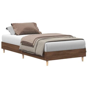 Bedframe 90x200cm - Bruin Eiken - Snel en goedkoop je log..., 90 cm, Eenpersoons, Bruin, Verzenden