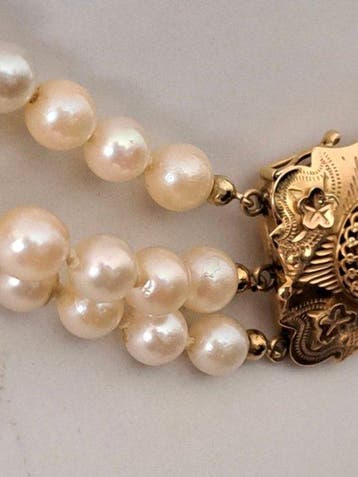 Collier - 14 carats Or blanc, Or jaune Perle - Collier de