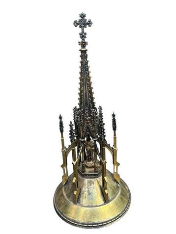 Antiek Altaarstuk - messing Brons - 1850-1900