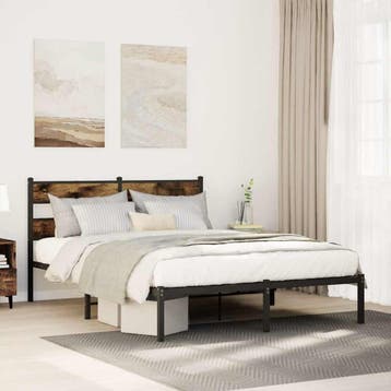 vidaXL Bedframe zonder matras metaal gerookt eikenkleurig, Verzenden