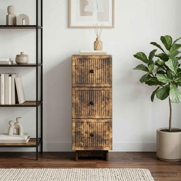 vidaXL Ladekast Gerookt eiken 33 x 34,5 x 90 cm Bewerkt hout, Verzenden, Nieuw