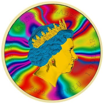 Tuvalu. 1 Dollar 2022 Bart Simpson Rainbow 1 Oz, (.999)