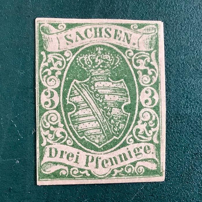 Saksen 1851 - 3 Pfenninge wapenschild gekeurd Feldman - MH -, Postzegels en Munten, Postzegels | Europa | Duitsland