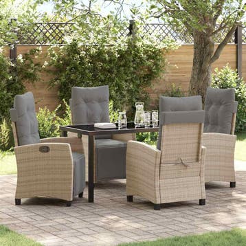 vidaXL Tuin Eettafel Set 5 st Beige poly rattan, Verzenden