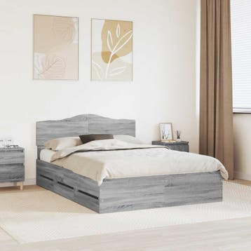 vidaXL Bedframe met lade Grijs Sonoma 140 x 200 cm, Verzenden