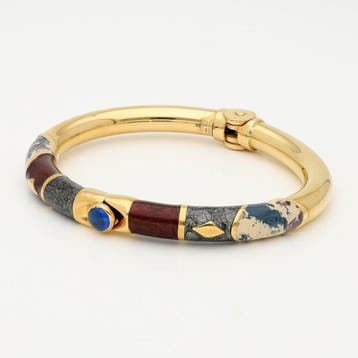 Bracelet - 18 carats Or jaune - Emaille/Saphir
