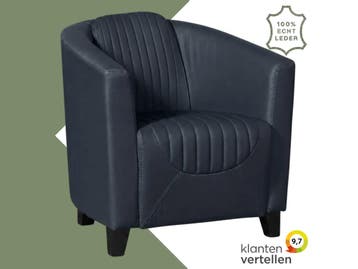 Leren fauteuil Press Special - Massif Azzurro (blauw) -, Huis en Inrichting, Fauteuils, Nieuw, Ophalen of Verzenden, Eigentijds, Klassiek, Retro, Romantisch, Vintage