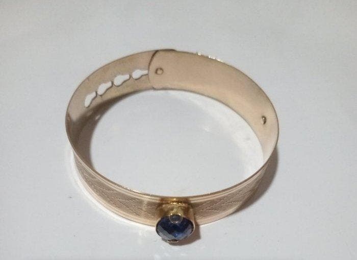 Armband - 9 kt. Geel goud - 6.00ct. tw. Saffier, Handtassen en Accessoires, Armbanden