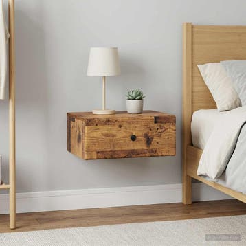 vidaXL Muurbevestigde Nachttafel 2 st Oud hout 49 x 34,5 x, Verzenden