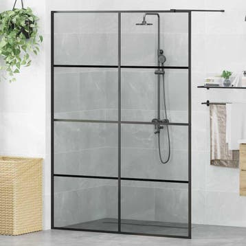 vidaXL Inloopdouchewand Zwart 140 x 195 cm gehard glas, Verzenden, Nieuw