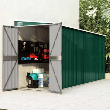 vidaXL Tuinschuur wandmontage 118x382x178 cm staal groen, Verzenden, Nieuw