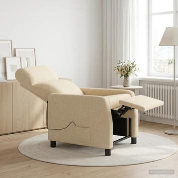 vidaXL Massage Relaxstoel Crèmekleurig Stof, Verzenden