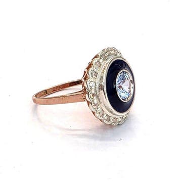 Zonder minimumprijs - Ring - 9 kt. Roségoud, Zilver Spinel -