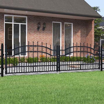 vidaXL Hekpoort KAMPEN met speerpunt zwart 302x78 cm staal, Verzenden