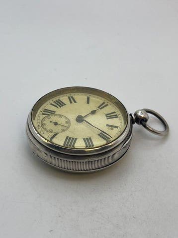 Engels Zilveren Zakhorloge met sleutel, Chester, 1890 -, Handtassen en Accessoires, Nieuw
