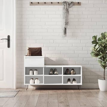 vidaXL Schoenenkast 102x36x60 cm bewerkt hout wit, Verzenden