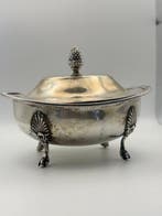 Suiker en roomstel (3) - .800 zilver - Suikerpot in bootvorm, Antiek en Kunst