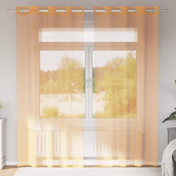 vidaXL Gordijnen met doorvoertules 2 st 140x225 cm oranje, Verzenden, Nieuw