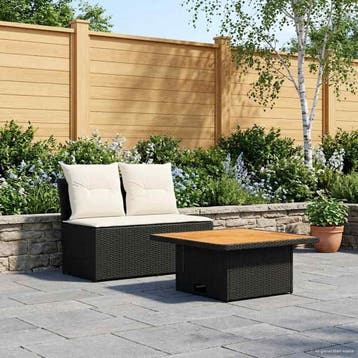 vidaXL 2 Stuk Tuin middelste sofa met opklaptafel poly, Verzenden, Nieuw