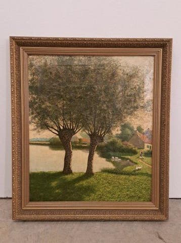 Arnold Pastur (XIX-XX) - Landschap met knotwilgen, Antiek en Kunst