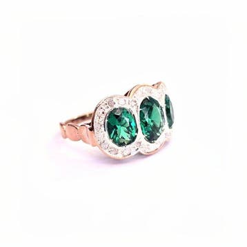 Zonder minimumprijs - Ring - 9 kt. Roségoud, Zilver Spinel -, Nieuw