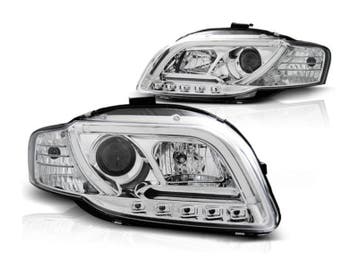 LED Tube koplampen Chrome geschikt voor Audi A4 B7, Verzenden