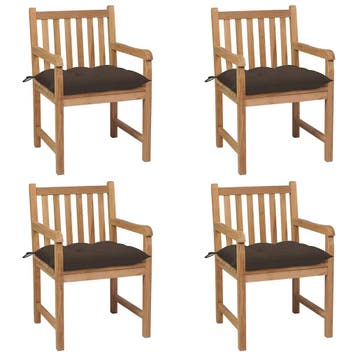 vidaXL Tuinstoelen 4 st met taupe kussens massief teakhout, Verzenden, Nieuw