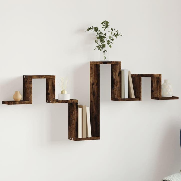 vidaXL Wandschap 104,5x10x43 cm bewerkt hout gerookt, Huis en Inrichting, Kasten | Wandmeubels, Nieuw, Verzenden