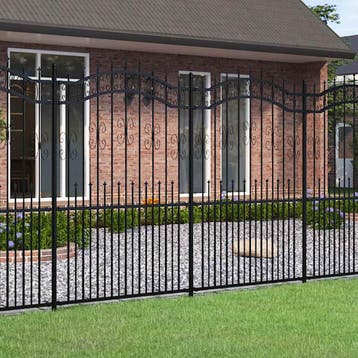 vidaXL Tuinhek KAMPEN met speerpunt zwart 240x175cm staal, Verzenden