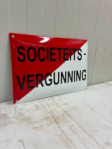 Sociëteitsvergunning – Groot Emaille Horeca Vergunningbord –