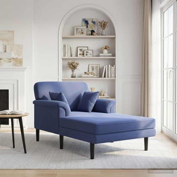 vidaXL Chaise longue Politieblauw fluweel, Verzenden