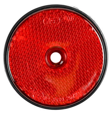 Ronde reflector (rood, 6 cm diameter, 1 cm dikte, met schro, Verzenden