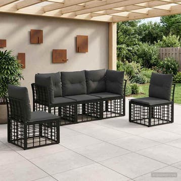 vidaXL Buiten bank set Zwart Polyester, Verzenden, Nieuw