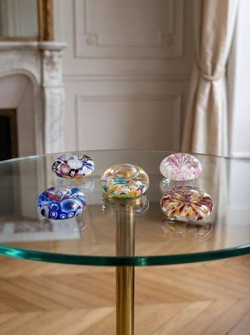 Murano - Presse-papier (5) - Glas, Murrine en bladgoud van