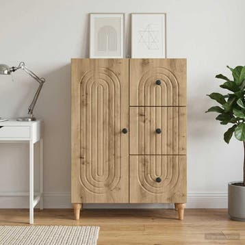 vidaXL Dressoir Artisanaal eiken 66 x 34,5 x 90 cm Bewerkt, Verzenden