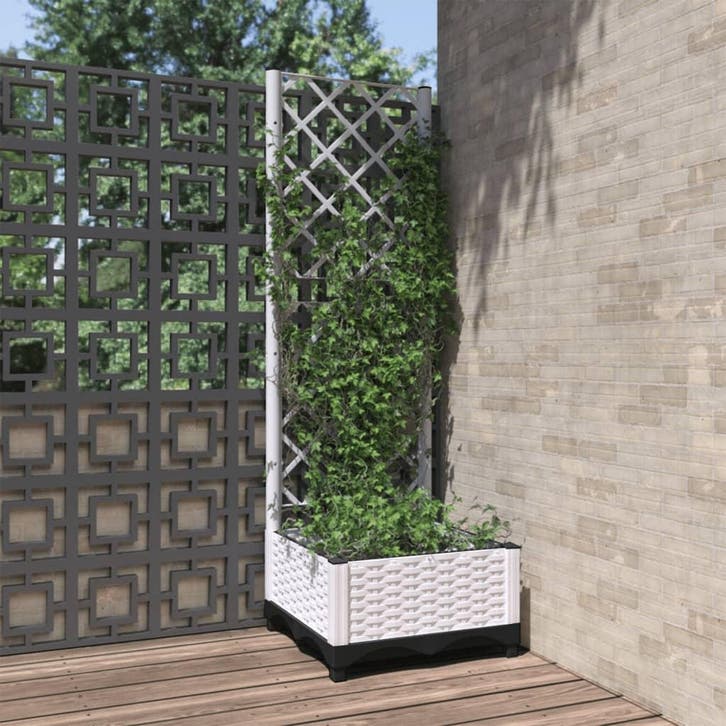 vidaXL Plantenbak met latwerk 40x40x121,5 cm polypropeen, Tuin en Terras, Bloempotten, Nieuw, Verzenden