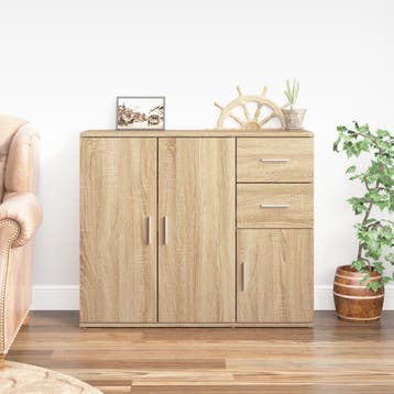 vidaXL Dressoir Sonoma Eiken 91x29,5x75 cm Bewerkt Hout, Verzenden